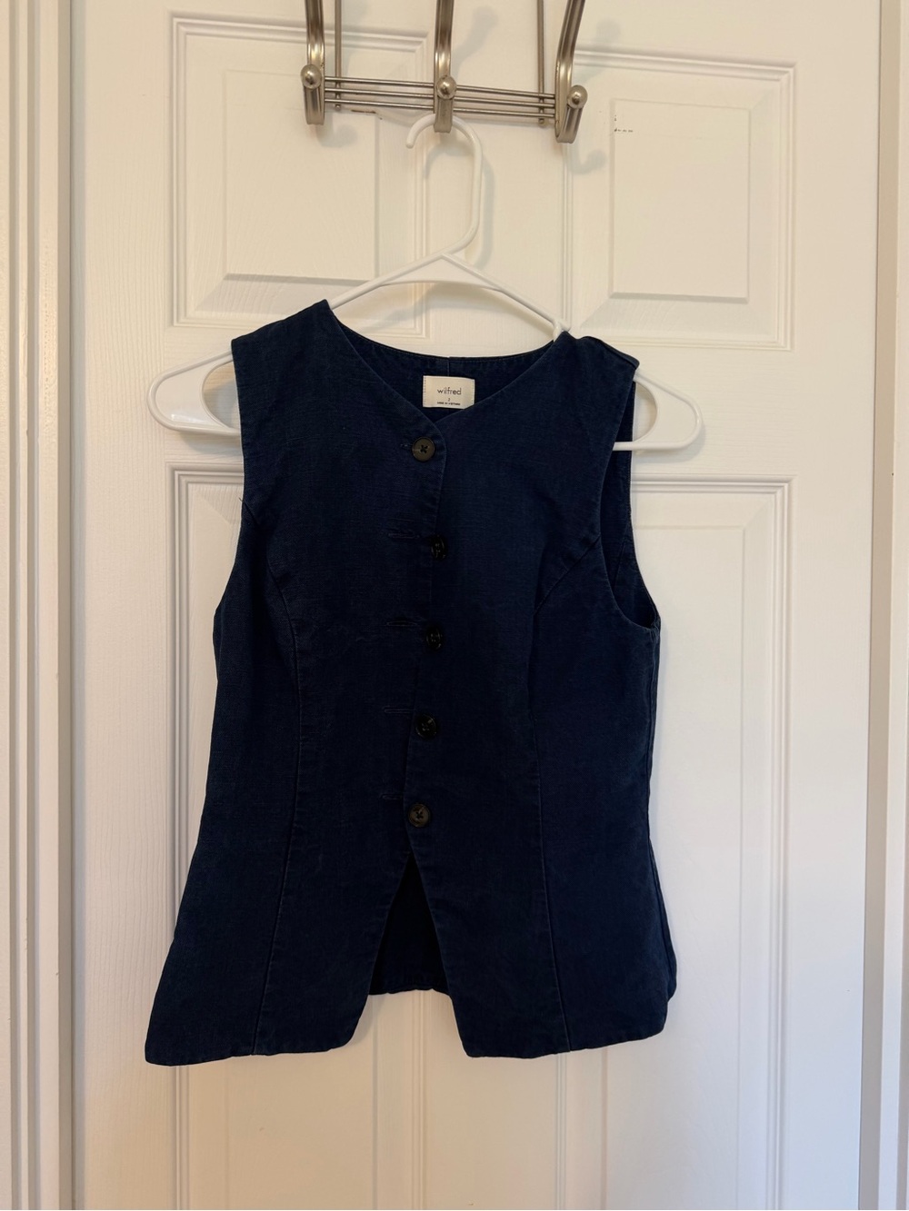 Wilfred Navy Blue Sleeveless Button-Up Kids Vest
